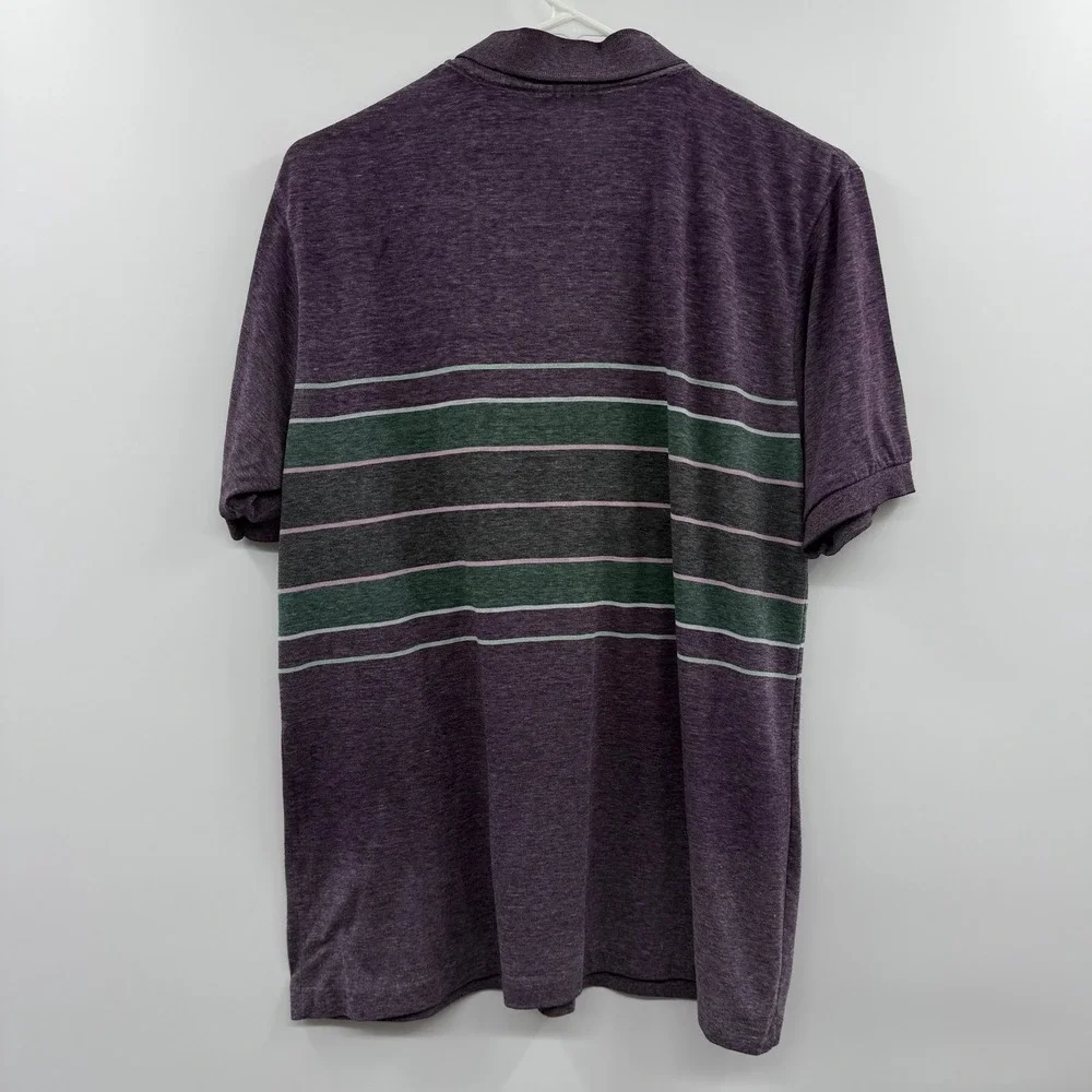 Vintage 80s Levi's Polo Shirt Mens L Purple Heather Striped Made in Korea